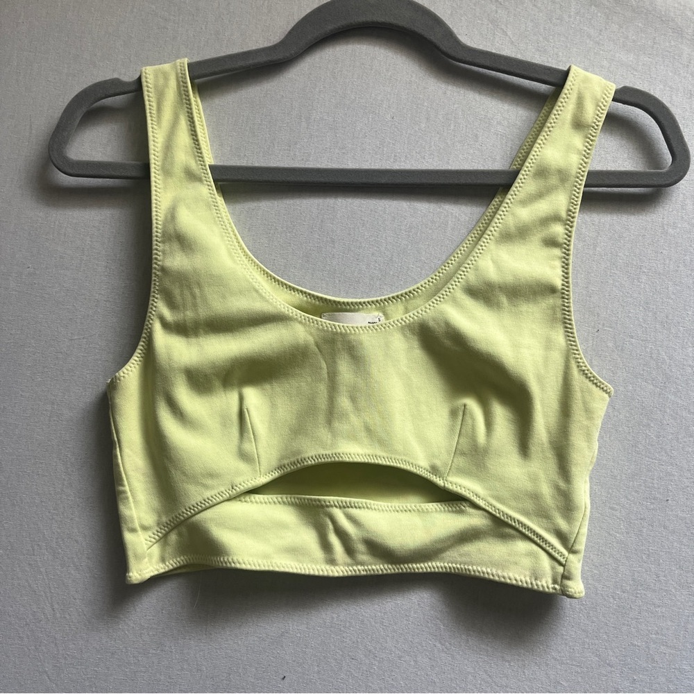 Aritzia Wilfred Shannon Cutout Crop Tank Top Lime Green S